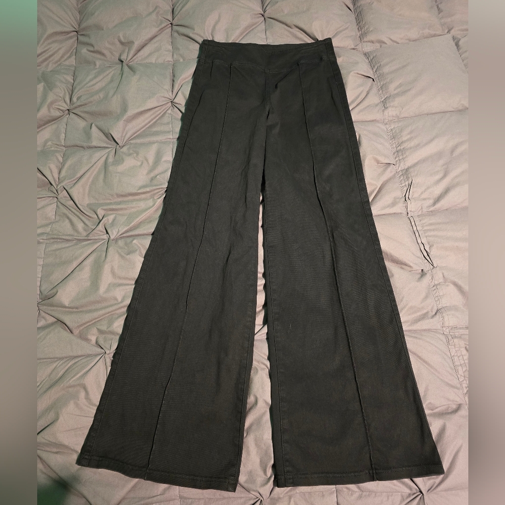 American Eagle Outfitters Charcoal Stretch Waist Wide-Leg Pants